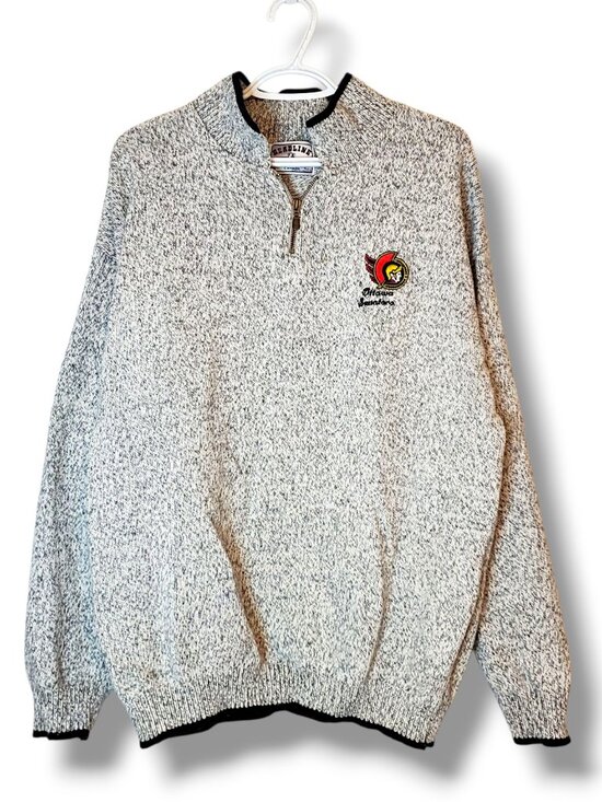 Vintage 90s Ottawa Senators 2D Logo NHL Knit Sweater Gray Size XL - Picture 1 of 7